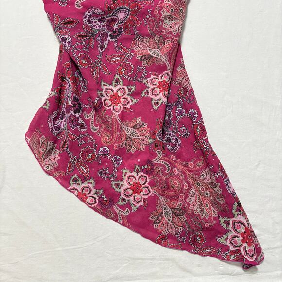 00's VTG Y2K Pink Fairy Top Asymmetrical Hem Tie Neck M - Picture 4 of 5